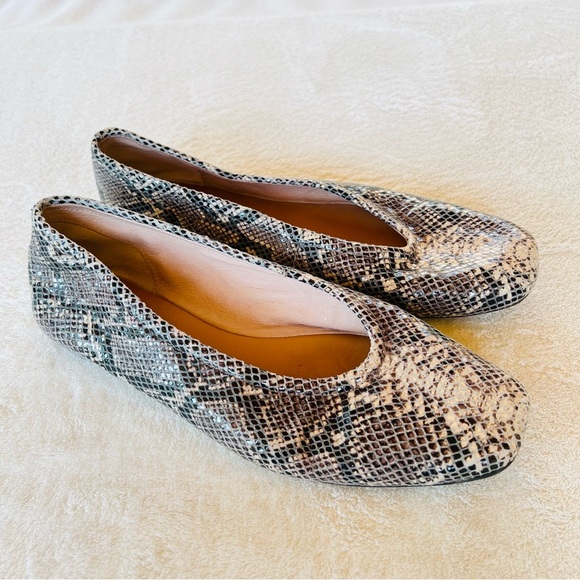 CORSO COMO TRISHINA SNAKESKIN SQUARE TOE SOFT LEATHER BALLET FLATS SIZE 8 - Picture 4 of 13